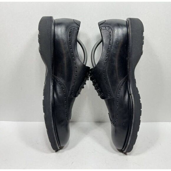 Salvatore Ferragamo Concorde Mens 10.5 EE Wide Black Calf Leather Wingtip Shoes - Picture 5 of 8